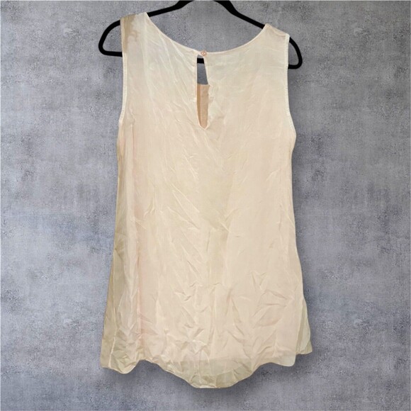 Italian GIULIA 100% Silk Top Peach Sleeveless Lined Flowy Blouse - Picture 3 of 11
